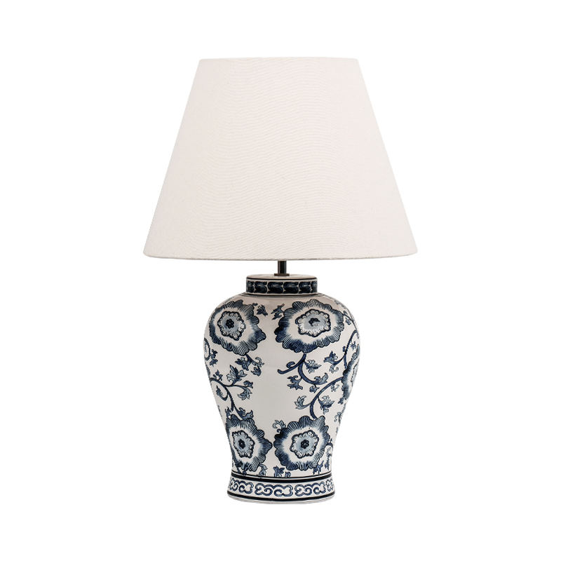Lampa boird poircealláin gorm agus bán stíl nua Síneach